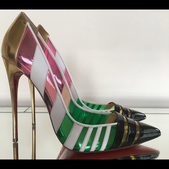 New Christian Louboutin Gold PVC 'Brandy'