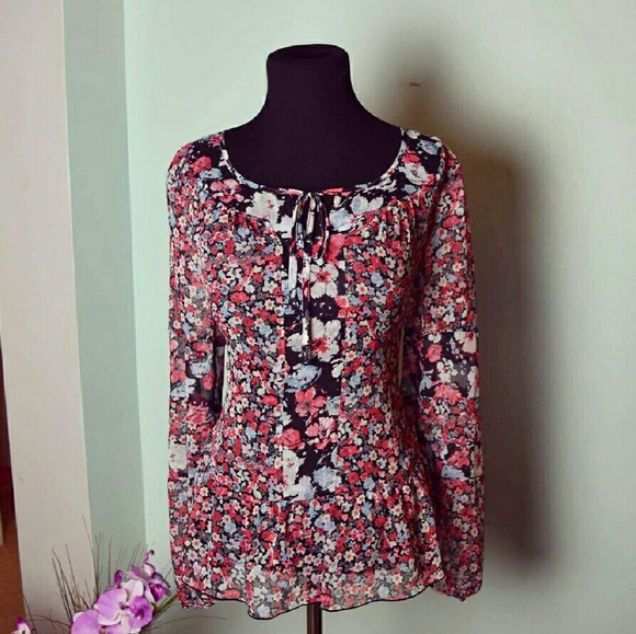 Elle Tops - BEAUTIFUL Floral Printed Sheer Blouse