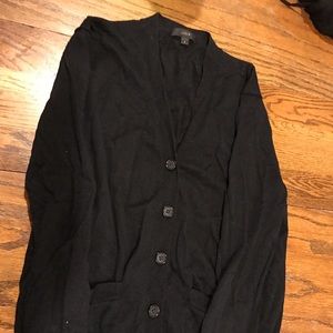 J.Crew Black Marino Wool V Neck Long Cardigan