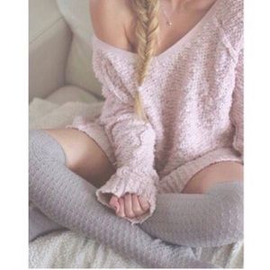 Free people shaggy songbird sweater in ballet pink