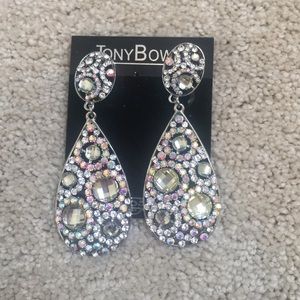 Tony Bowls Large Tear Drop Clip-On Earrings