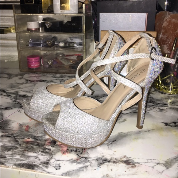 Beautiful glitter and crystal heels