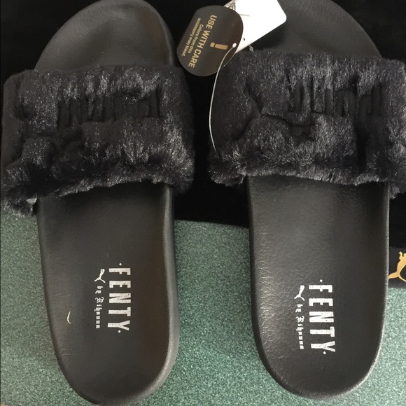 Puma fur slides. Black 39