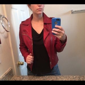 🔥SALE 🔥 Black Rivet Red Leather Jacket