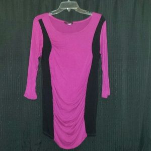 Bright pink and black maternity top