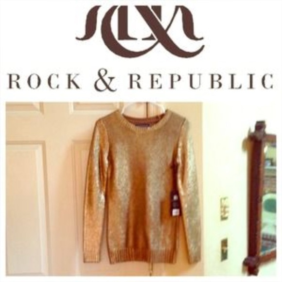 Rock & Republic Tops - Rock and Republic Gorgeous Gold Metallic Couture🌸