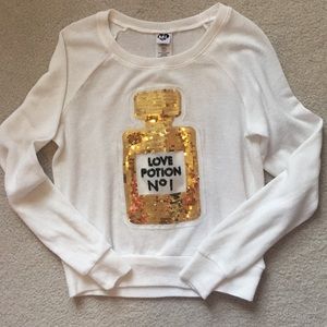White sweater with Sequins - "Love Potion No 1"