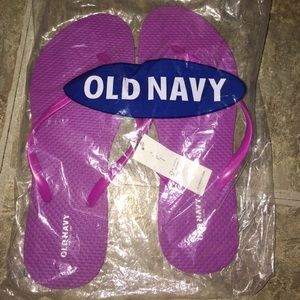 Plum colored flip flops