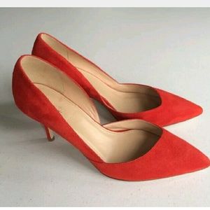 JCREW Colette suede d'Orsay pumps  Poppy Red NEW