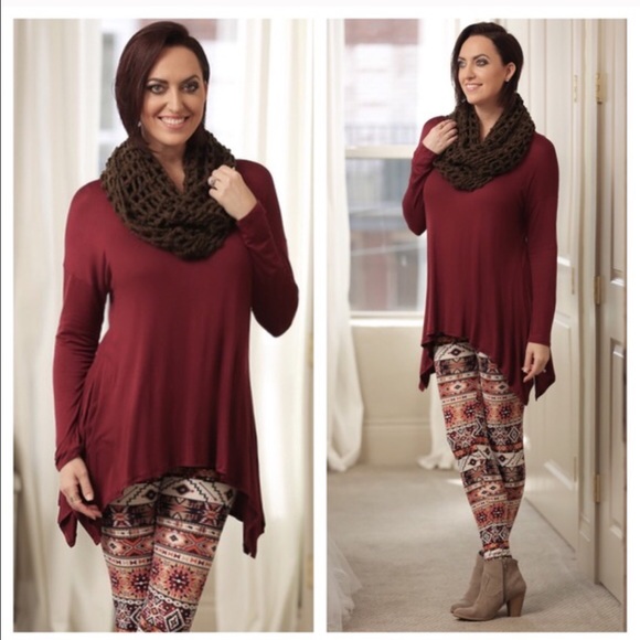 Burgundy asymmetrical tunic