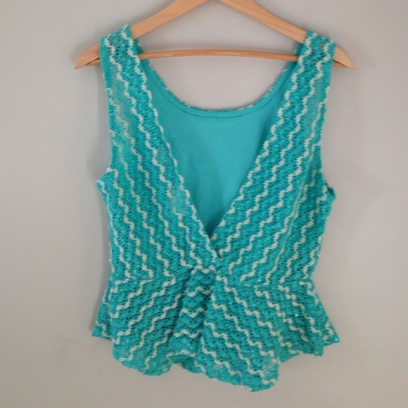 NWT Open Back Peplum top in Seafoam - Picture 3 of 4