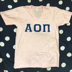 AOII Blue & Pink Single Stitch Letters