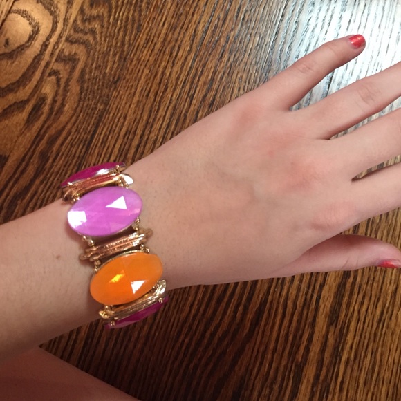 Pink and orange jewel bracelet