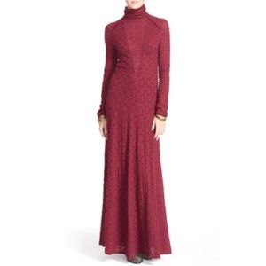 Free people red lace maxi dress bnwot