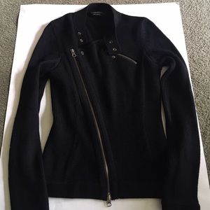 Bcbg black asymmetrical zip sweater