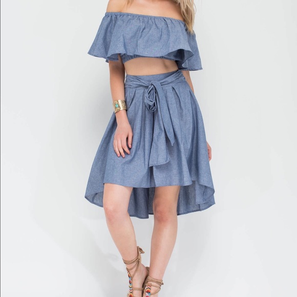 On Cloud Nine Chambray Blue Skirt/Top Set.