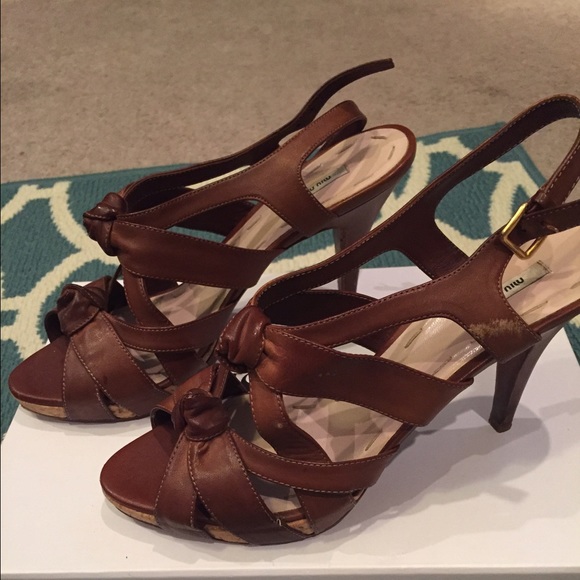 Miu Miu Brown Knotted Sandals