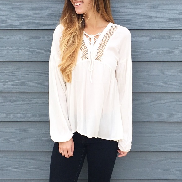 lace up peasant top - Picture 3 of 4