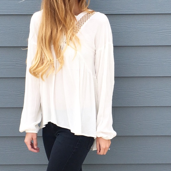 lace up peasant top - Picture 2 of 4