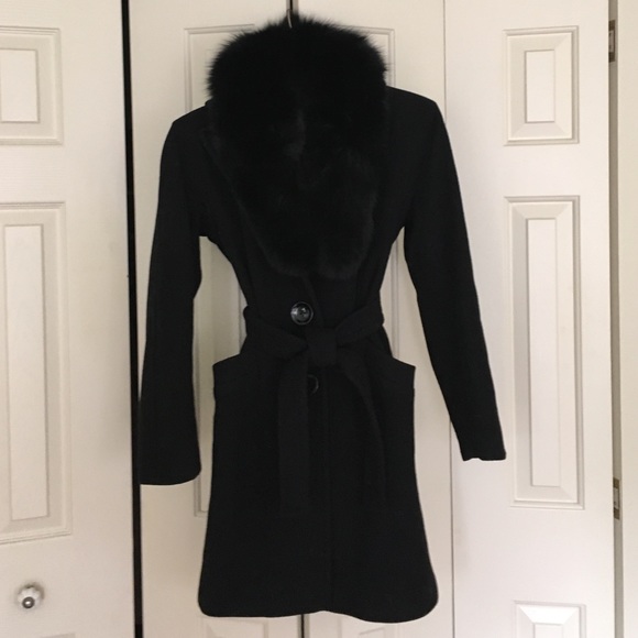 Michael kors coat w/real fur shawl collar