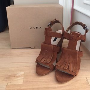 Zara Brown Suede Wedges