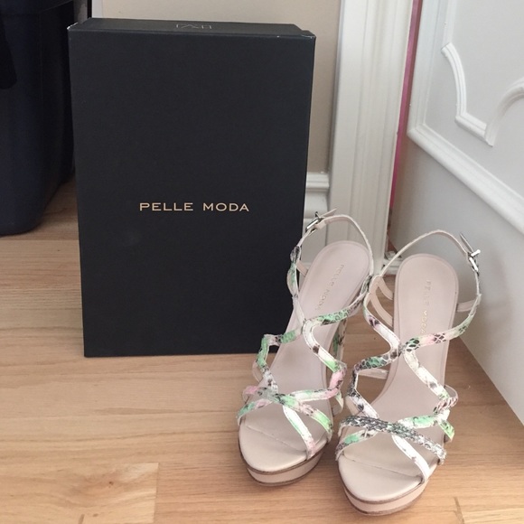 Pelle Moda Multi-Color Snakeskin High Heel Sandal