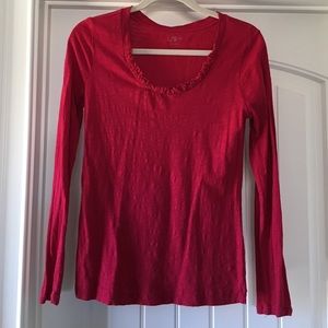 Long sleeve Loft shirt with ruffle neck detail