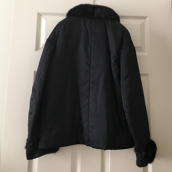 Prada Mink Trim Jacket. Navy. Size 44. NWT! - Picture 2 of 4