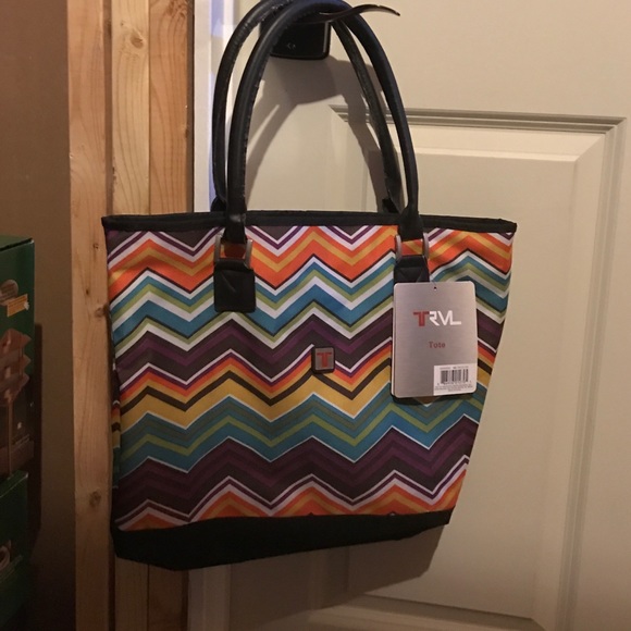 TRVL multicolor chevron print tote purse NEW