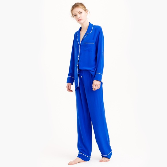 NWT J.Crew Silk Pajama Set Regal Blue Small