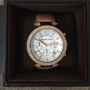 Michael Kors Chronograph Brown Leather Watch