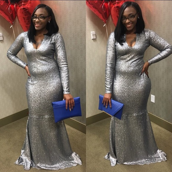 Silver Sequin Ballroom Gown