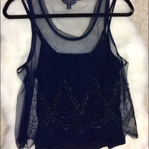 AEO Beaded Navy Top