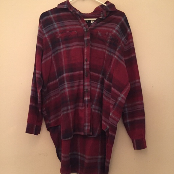 BDG red high low flannel