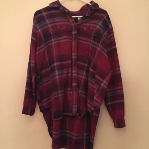 BDG red high low flannel