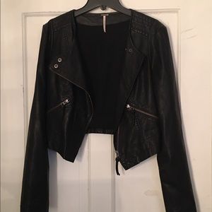 Free people cropped vegan leather jacket