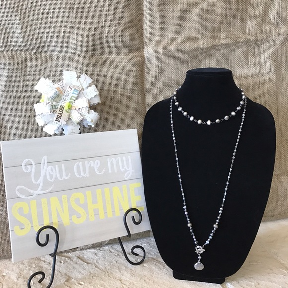 Silpada Sterling Silver & Gray Pearl Nkl N1800 - Picture 2 of 2