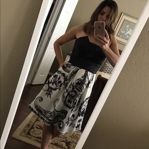 Black and white with gray party/cocktail dress.