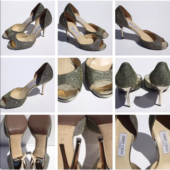 Jimmy Choo Lien Glitter peep toe 38