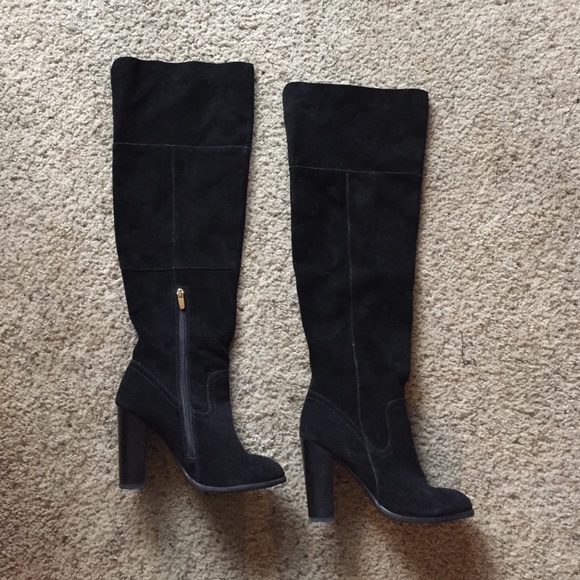 ALDO black high heeled mid-knee boot