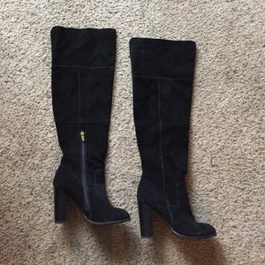 ALDO black high heeled mid-knee boot