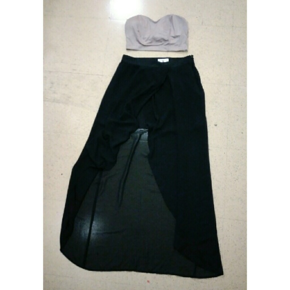 Long Black Skirt and Top Outfit
