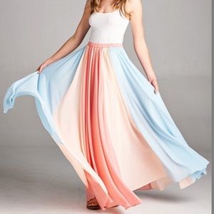 Blue and Coral ombré maxi skirt