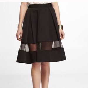 Express Holiday Party Midi Aline Black Skirt
