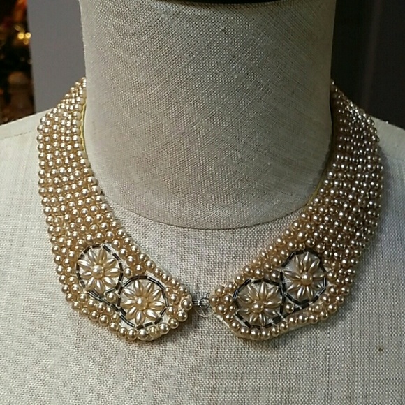Vintage Faux Pearl Collar Necklace