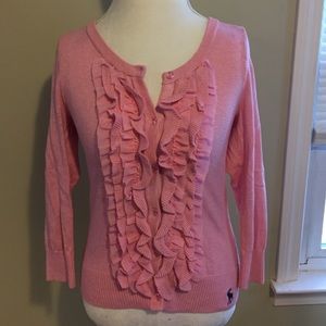 Abercrombie and Fitch Pink Ruffle Cardigan