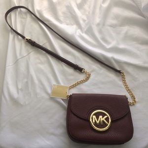 BRAND NEW burgundy Michael Kors cross body purse