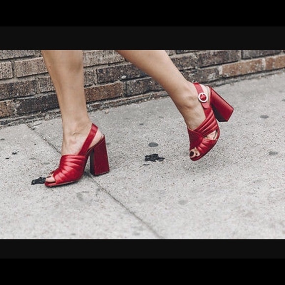 NWT Red Zara Basic leather sandals