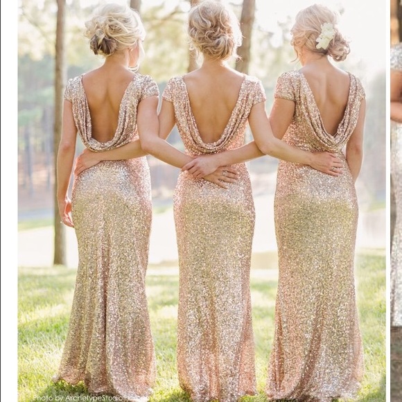Long gold sequin dress
