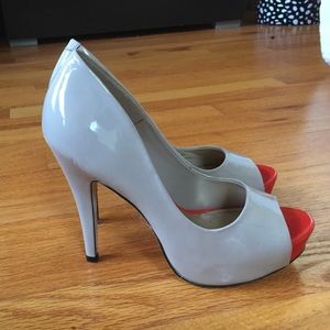 Cute nude open toe heels